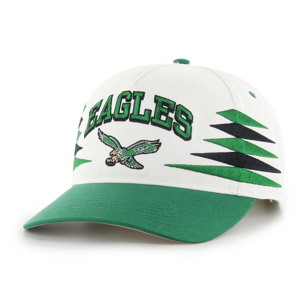 Philadelphia Eagles 47 Brand Hitch Snapback Hat White Green Historic Diamond Cut